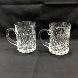 Set of two (2) pressed glass coffee mugs
